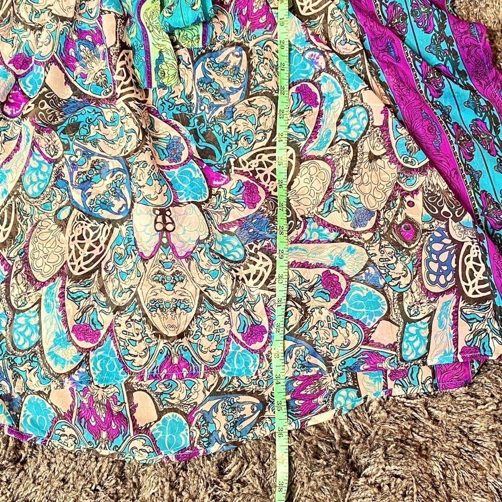 Vibrant Blue Turquoise and Purple Sheer Women's Swim Cover-Up Fits M/L - Picture 12 of 16